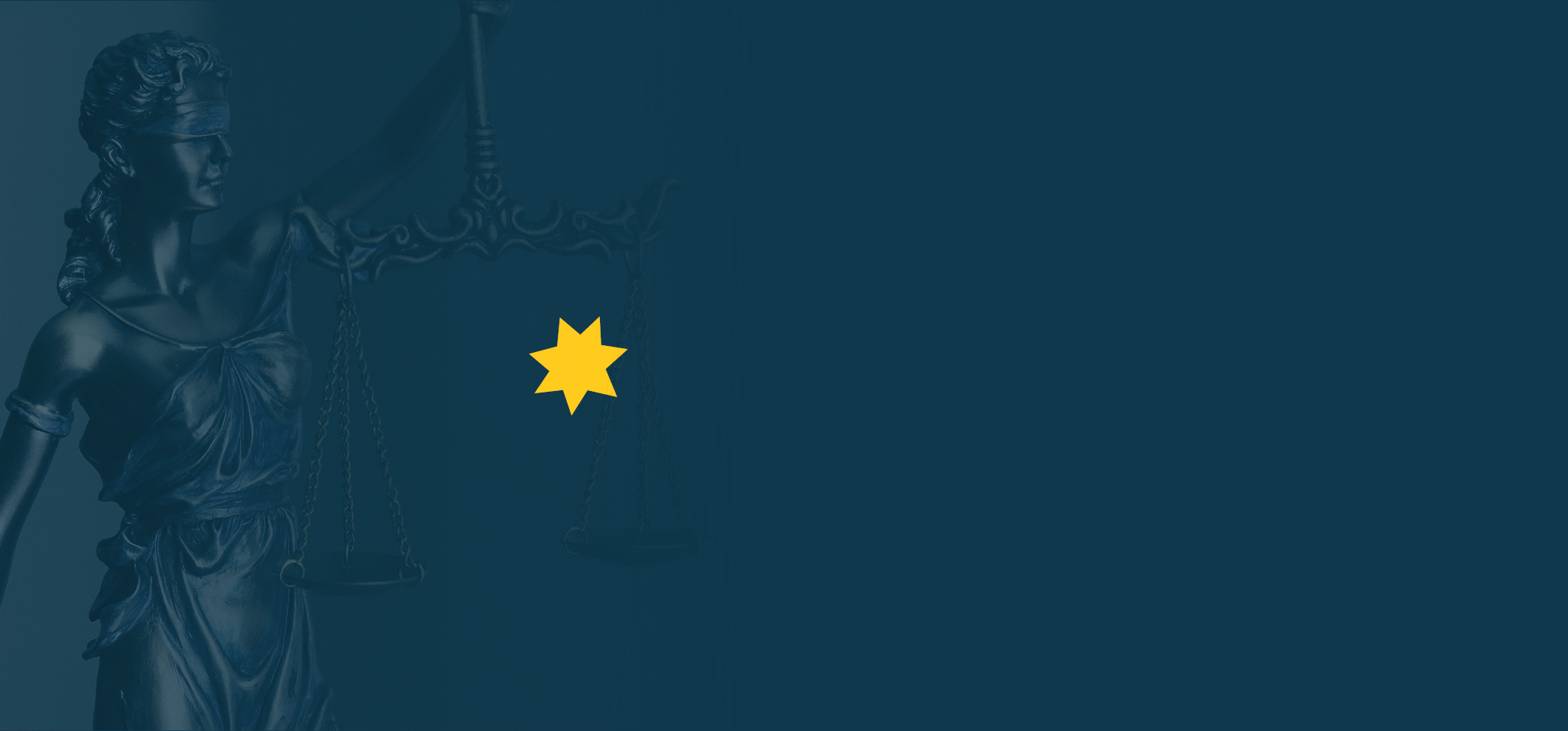 CDPP star against navy blue Lady Justice