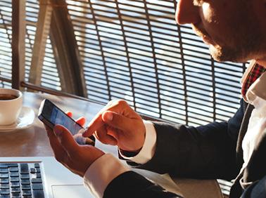 This photo shows a Man with mobile phone