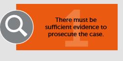 Step one – There must be sufficient evidence to prosecute the case.